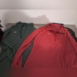 Under Armour Men's Red, Green, And Black 1/4 Zip Long Sleeve Shirts, 2xl